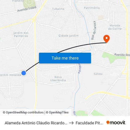 Alameda Antônio Cláudio Ricardo Souza, 220 to Faculdade Pitágoras map