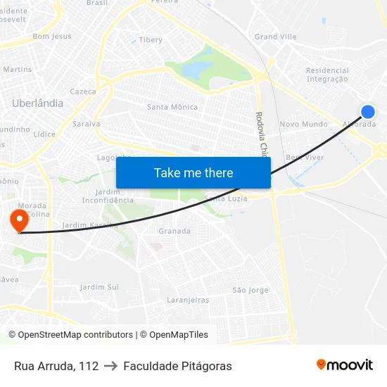 Rua Arruda, 112 to Faculdade Pitágoras map