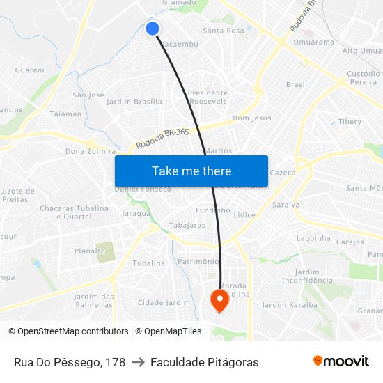 Rua Do Pêssego, 178 to Faculdade Pitágoras map