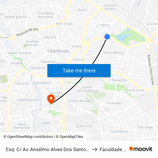 Esq. C/ Av. Anselmo Alves Dos Santos (Rua Pedro José Castro) to Faculdade Pitágoras map