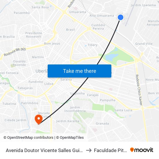 Avenida Doutor Vicente Salles Guimarães, 2700 to Faculdade Pitágoras map