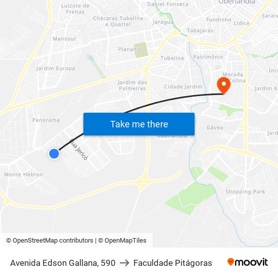 Avenida Edson Gallana, 590 to Faculdade Pitágoras map