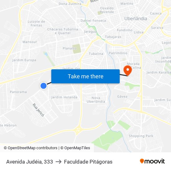 Avenida Judéia, 333 to Faculdade Pitágoras map