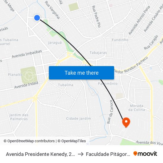 Avenida Presidente Kenedy, 218 to Faculdade Pitágoras map