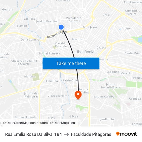 Rua Emília Rosa Da Silva, 184 to Faculdade Pitágoras map