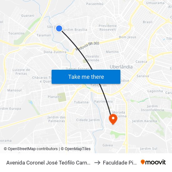 Avenida Coronel José Teófilo Carneiro, 1364-1482 to Faculdade Pitágoras map