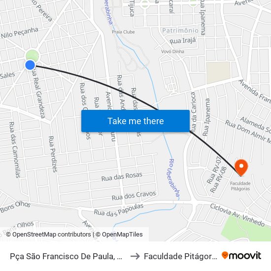 Pça São Francisco De Paula, 248 to Faculdade Pitágoras map