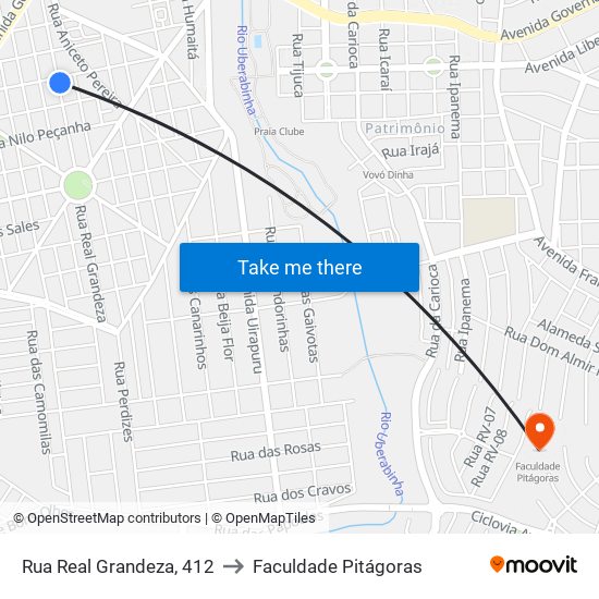 Rua Real Grandeza, 412 to Faculdade Pitágoras map