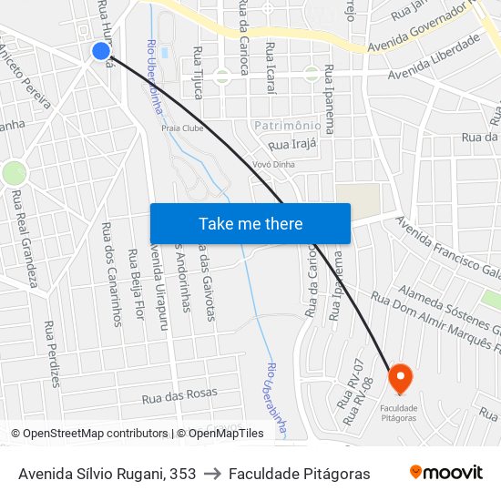 Avenida Sílvio Rugani, 353 to Faculdade Pitágoras map