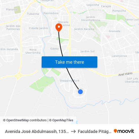 Avenida José Abdulmassih, 1359-1419 to Faculdade Pitágoras map