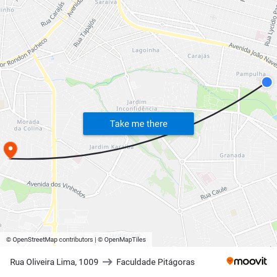 Rua Oliveira Lima, 1009 to Faculdade Pitágoras map