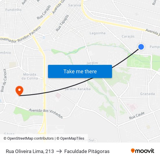 Rua Oliveira Lima, 213 to Faculdade Pitágoras map