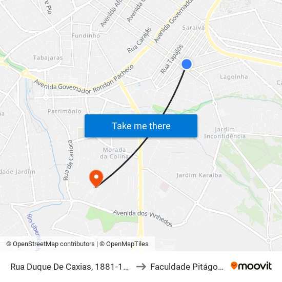 Rua Duque De Caxias, 1881-1977 to Faculdade Pitágoras map