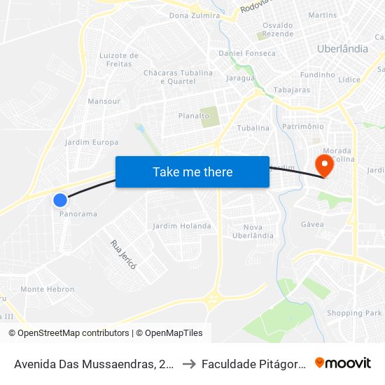 Avenida Das Mussaendras, 220 to Faculdade Pitágoras map