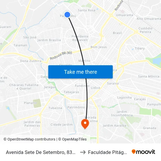 Avenida Sete De Setembro, 836-908 to Faculdade Pitágoras map