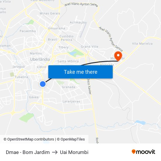 Dmae -  Bom Jardim to Uai Morumbi map