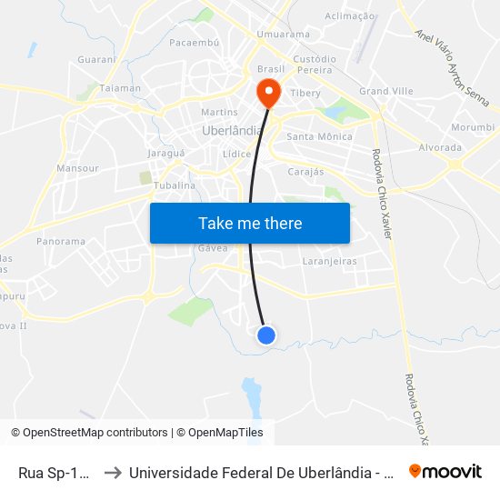 Rua Sp-123, 31 to Universidade Federal De Uberlândia - Campus Educa map