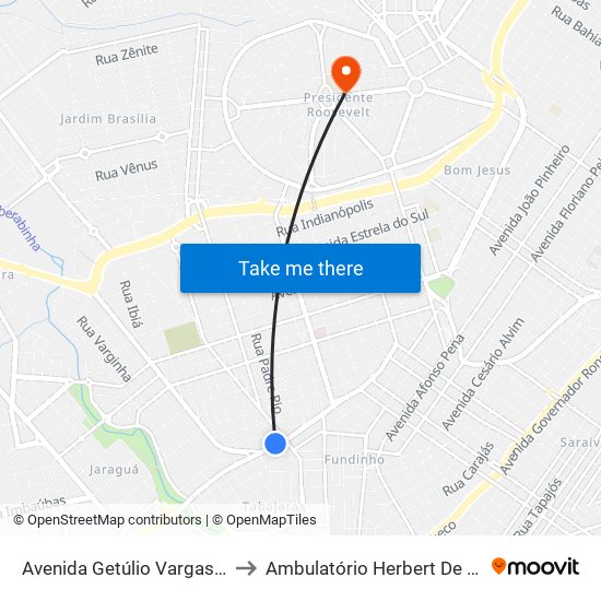 Avenida Getúlio Vargas, 1346 to Ambulatório Herbert De Freitas map