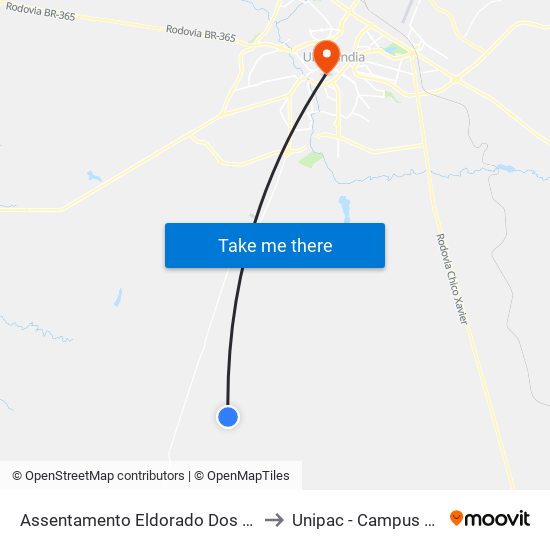 Assentamento Eldorado Dos Carajás to Unipac - Campus Gama map