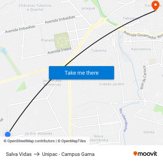 Salva Vidas to Unipac - Campus Gama map