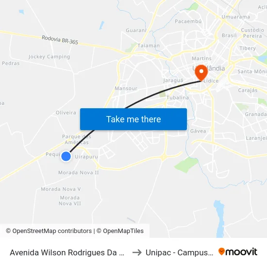 Avenida Wilson Rodrigues Da Silva, 1510 to Unipac - Campus Gama map