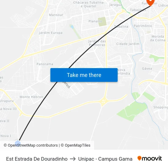 Est Estrada De Douradinho to Unipac - Campus Gama map
