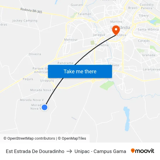 Est Estrada De Douradinho to Unipac - Campus Gama map