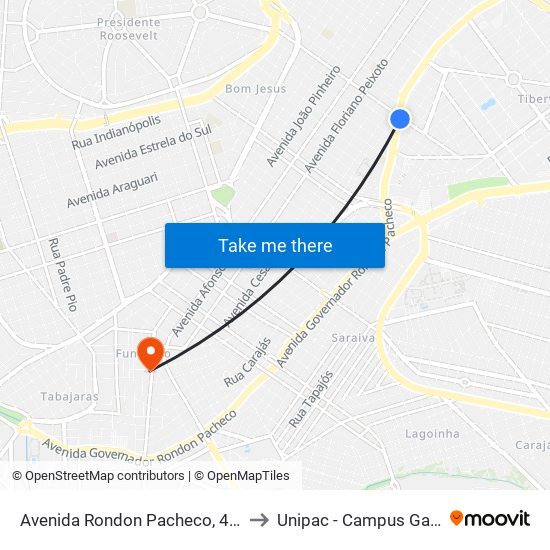 Avenida Rondon Pacheco, 4900 to Unipac - Campus Gama map