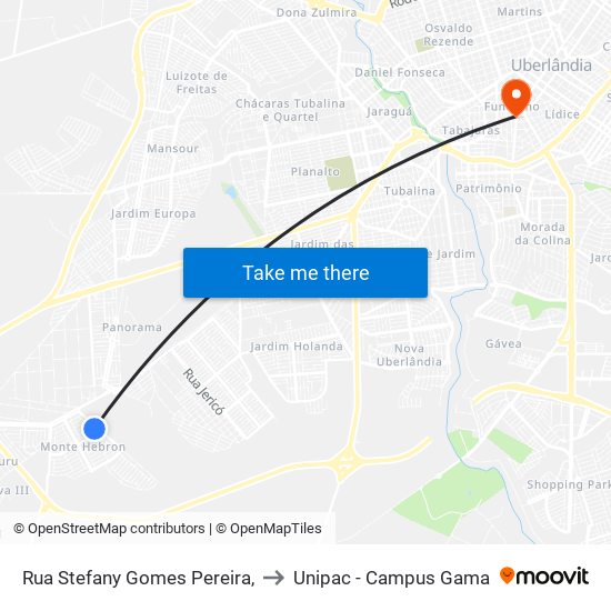 Rua Stefany Gomes Pereira, to Unipac - Campus Gama map