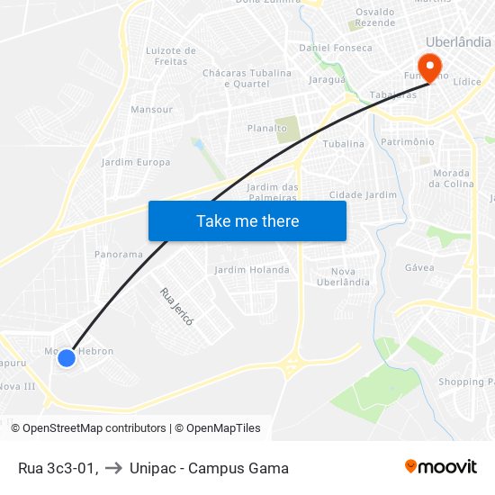 Rua 3c3-01, to Unipac - Campus Gama map