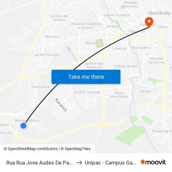 Rua Rua Jose Audes De Paula to Unipac - Campus Gama map