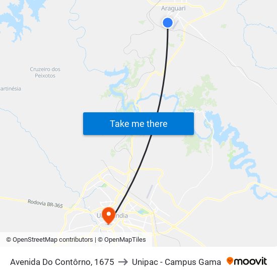 Avenida Do Contôrno, 1675 to Unipac - Campus Gama map