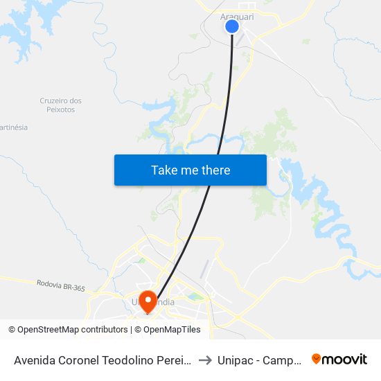 Avenida Coronel Teodolino Pereira Araújo, 2013 to Unipac - Campus Gama map