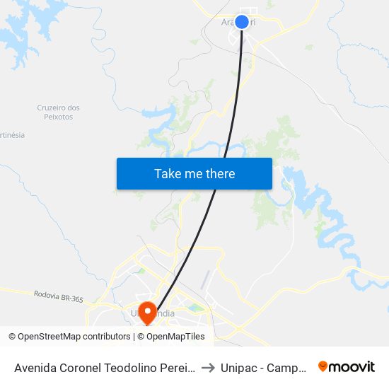 Avenida Coronel Teodolino Pereira Araújo, 820 to Unipac - Campus Gama map