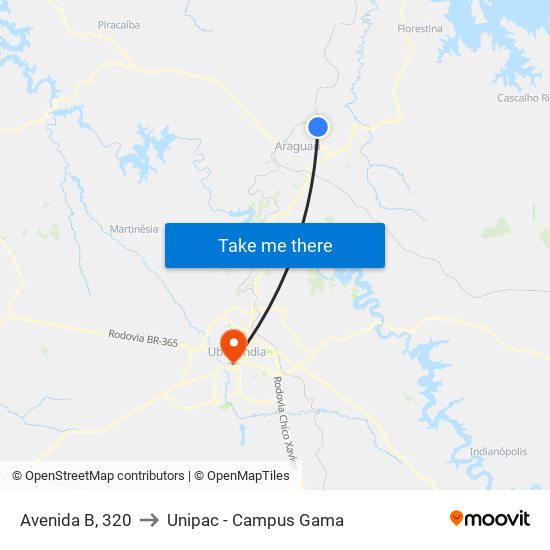 Avenida B, 320 to Unipac - Campus Gama map