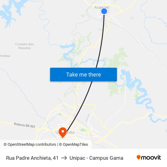 Rua Padre Anchieta, 41 to Unipac - Campus Gama map