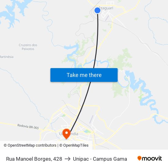 Rua Manoel Borges, 428 to Unipac - Campus Gama map