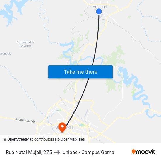Rua Natal Mujali, 275 to Unipac - Campus Gama map