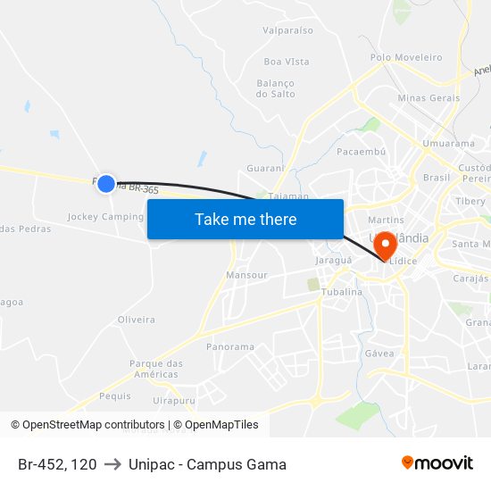 Br-452, 120 to Unipac - Campus Gama map