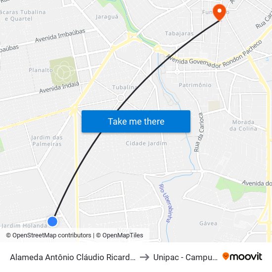 Alameda Antônio Cláudio Ricardo Souza, 220 to Unipac - Campus Gama map