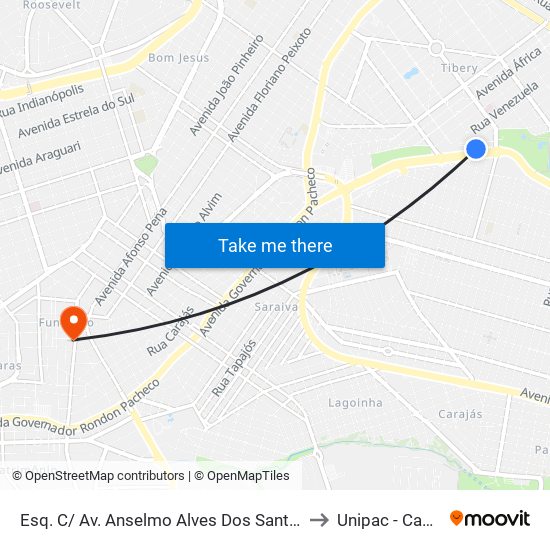 Esq. C/ Av. Anselmo Alves Dos Santos (Rua Pedro José Castro) to Unipac - Campus Gama map