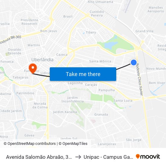 Avenida Salomão Abraão, 3183 to Unipac - Campus Gama map