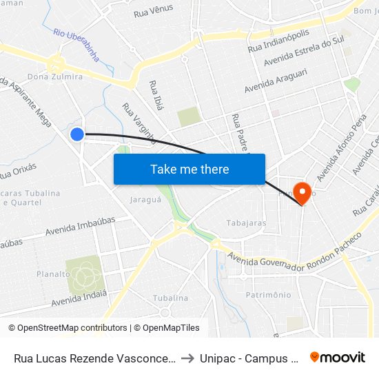 Rua Lucas Rezende Vasconcelos, 56 to Unipac - Campus Gama map