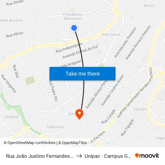 Rua João Justino Fernandes, 305 to Unipac - Campus Gama map