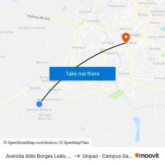 Avenida Aldo Borges Leão, 795 to Unipac - Campus Gama map