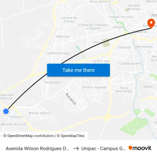 Avenida Wilson Rodrigues Da Silva to Unipac - Campus Gama map