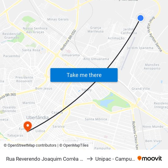 Rua Reverendo Joaquim Corrêa Lourenço, 187 to Unipac - Campus Gama map