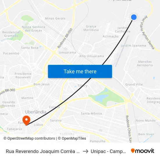 Rua Reverendo Joaquim Corrêa Lourenço, 187 to Unipac - Campus Gama map