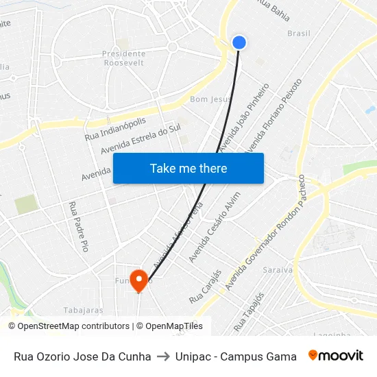 Rua Ozorio Jose Da Cunha to Unipac - Campus Gama map