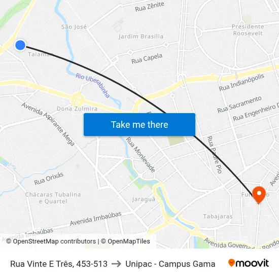 Rua Vinte E Três, 453-513 to Unipac - Campus Gama map